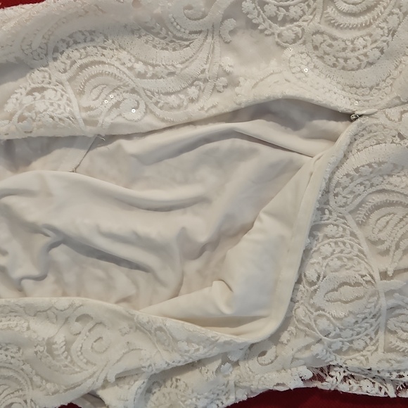 Ralph Lauren Evening White sleeveless lined sequin mixed texture dress Sz.4 - Picture 9 of 11